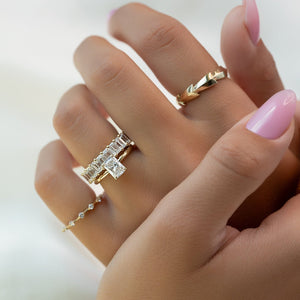 The Pave Alison Set  With A 2 Carat Radiant 18K Yellow Gold Moissanite