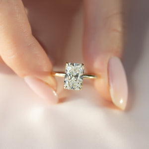 The Pave Alison Set  With A 1 Carat Radiant 18K Yellow Gold Moissanite