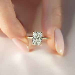 The Pave Alison Set  With A 5 Carat Radiant 18K Yellow Gold Moissanite