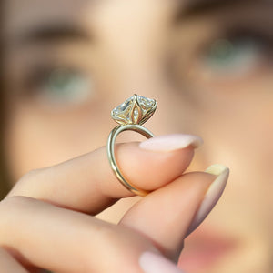 The Pave Alison Set  With A 5 Carat Radiant 18K Yellow Gold Moissanite