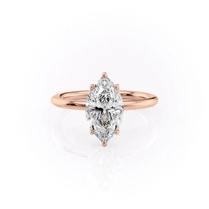 The Pave Alison Set  With A 4.5 Carat Marquise 14K Rose Gold Moissanite