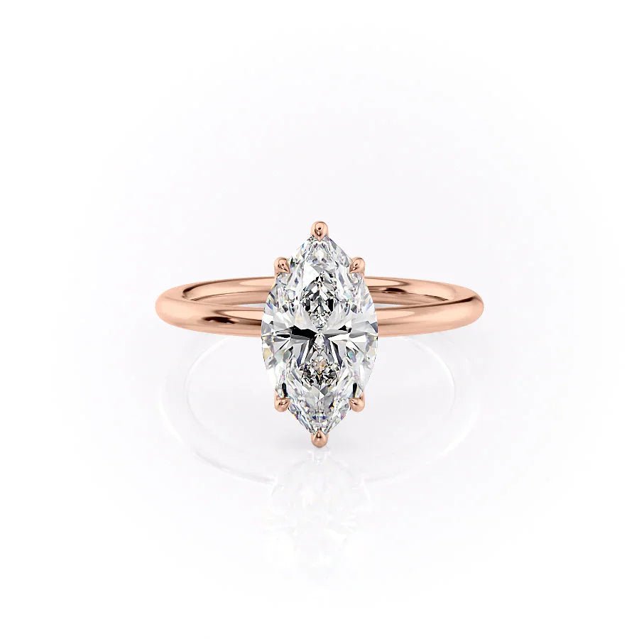 The Pave Alison Set  With A 3.5 Carat Marquise 14K Rose Gold Moissanite