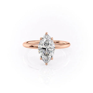 The Pave Alison Set  With A 1 Carat Marquise 14K Rose Gold Moissanite