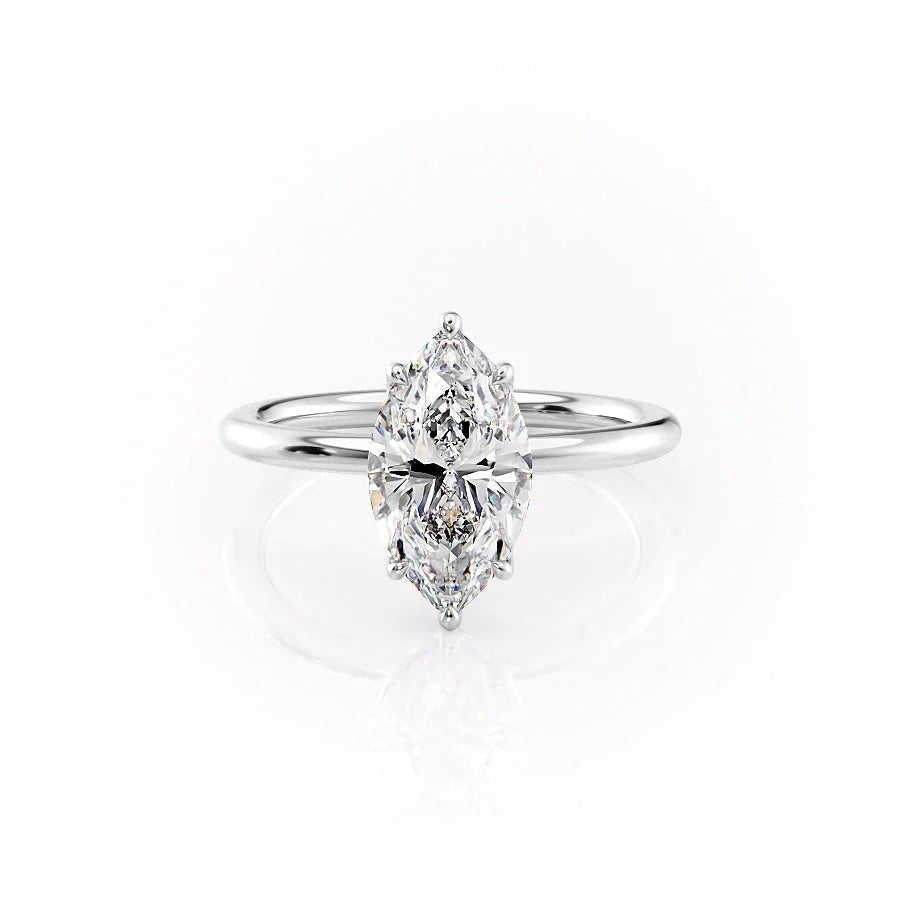 The Pave Alison Set  With A 2.5 Carat Marquise 18K White Gold Moissanite