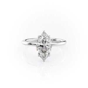 The Pave Alison Set  With A 2.5 Carat Marquise 14K White Gold Moissanite
