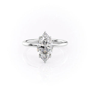 The Pave Alison Set  With A 1 Carat Marquise 18K White Gold Moissanite