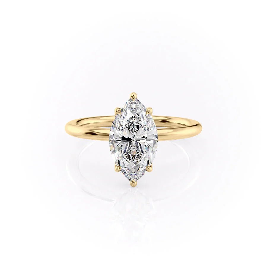 The Pave Alison Set  With A 4 Carat Marquise 18K Yellow Gold Moissanite