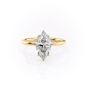 The Pave Alison Set  With A 4 Carat Marquise 18K Yellow Gold Moissanite