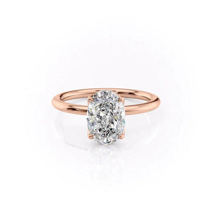 The Pave Alison Set  With A 2 Carat Oval 14K Rose Gold Moissanite
