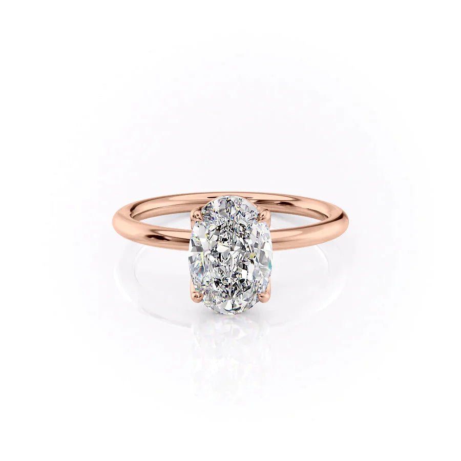 The Pave Alison Set  With A 2.5 Carat Oval 14K Rose Gold Moissanite
