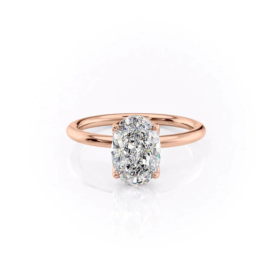 The Pave Alison Set  With A 1 Carat Oval 14K Rose Gold Moissanite