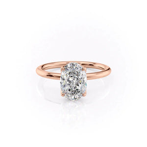 The Pave Alison Set  With A 1 Carat Oval 14K Rose Gold Moissanite