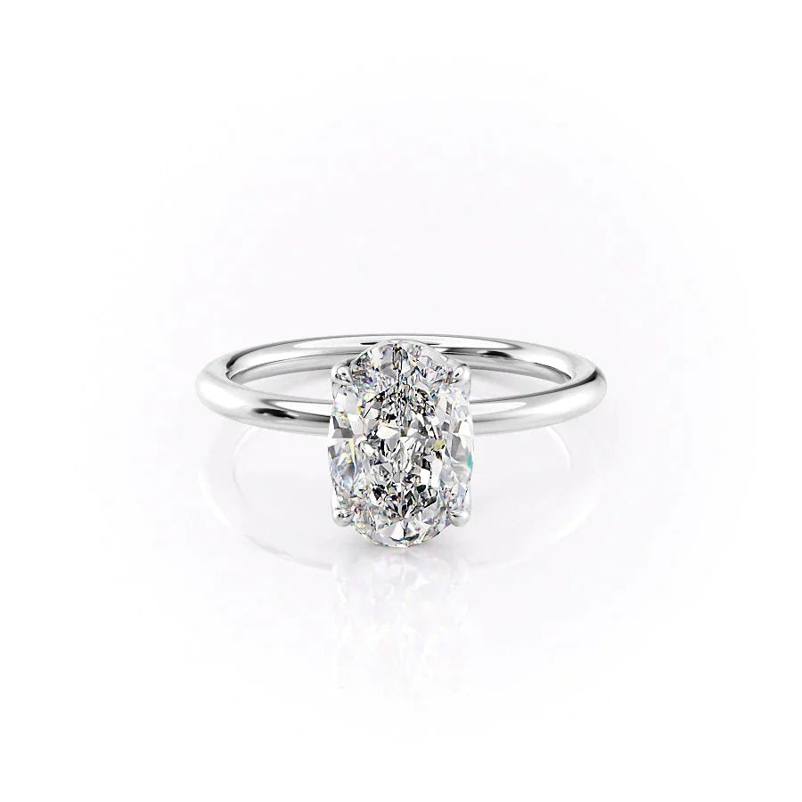 The Pave Alison Set  With A 1.5 Carat Oval 18K White Gold Moissanite