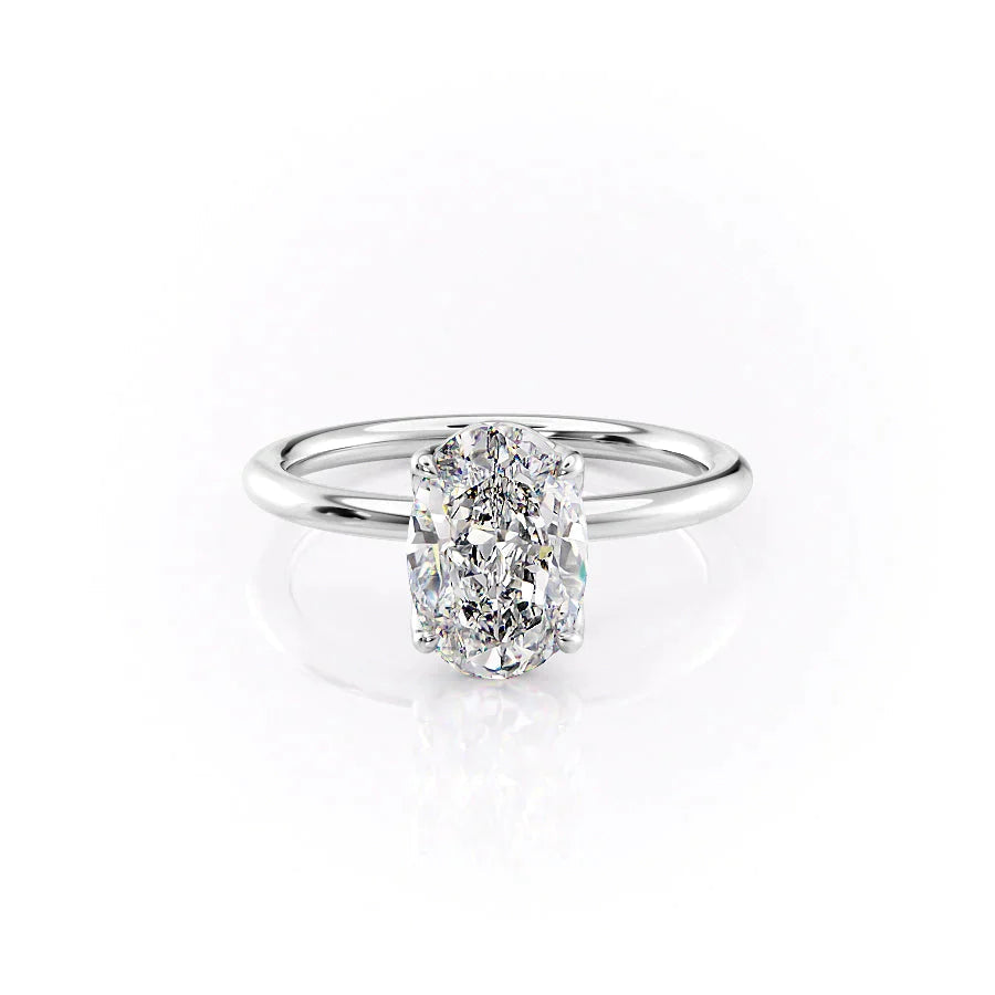The Pave Alison Set  With A 1 Carat Oval 14K White Gold Moissanite