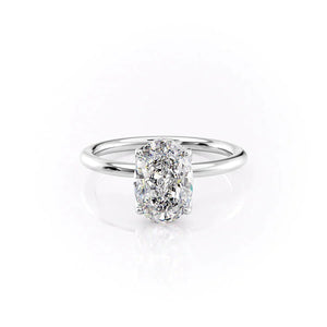 The Pave Alison Set  With A 1 Carat Oval 18K White Gold Moissanite