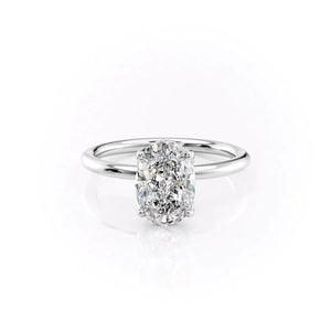 The Pave Alison Set  With A 1.5 Carat Oval 14K White Gold Moissanite