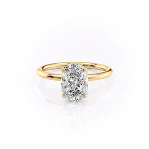 The Pave Alison Set  With A 4 Carat Oval 18K Yellow Gold Moissanite