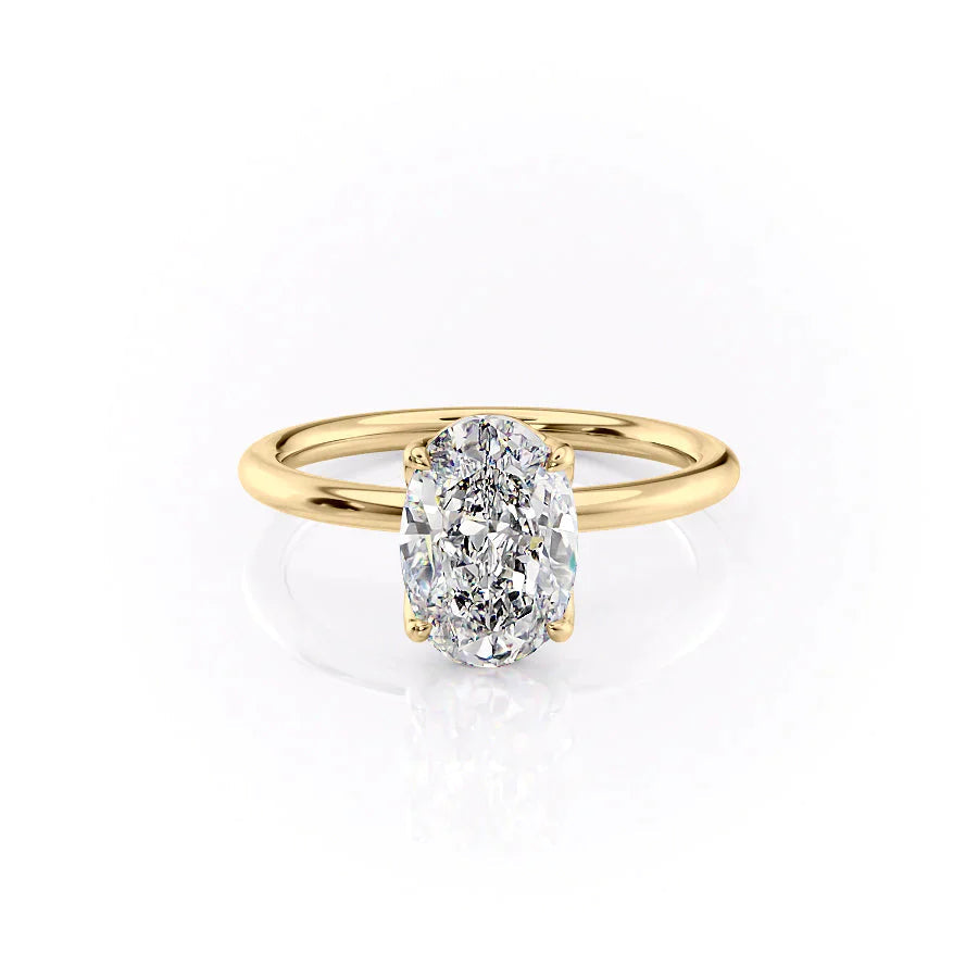 The Pave Alison Set  With A 1 Carat Oval 14K Yellow Gold Moissanite
