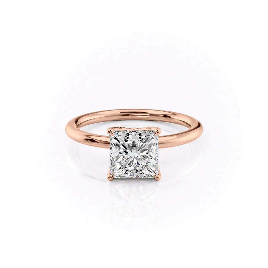 The Pave Alison Set  With A 1 Carat Princess 14K Rose Gold Moissanite