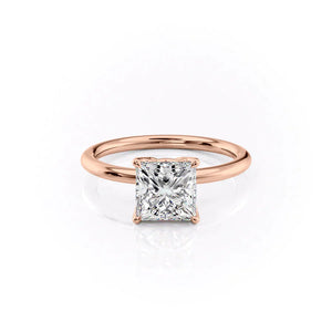 The Pave Alison Set  With A 1 Carat Princess 14K Rose Gold Moissanite