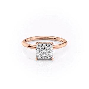 The Pave Alison Set  With A 2.5 Carat Princess 14K Rose Gold Moissanite