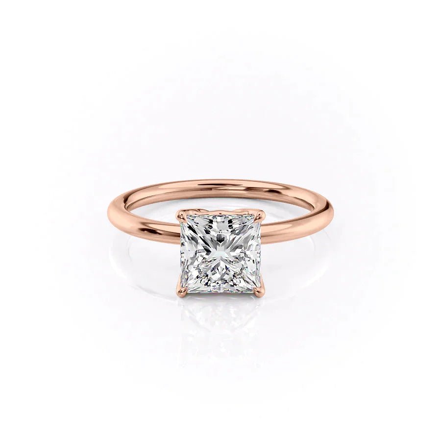The Pave Alison Set  With A 3.5 Carat Princess 14K Rose Gold Moissanite