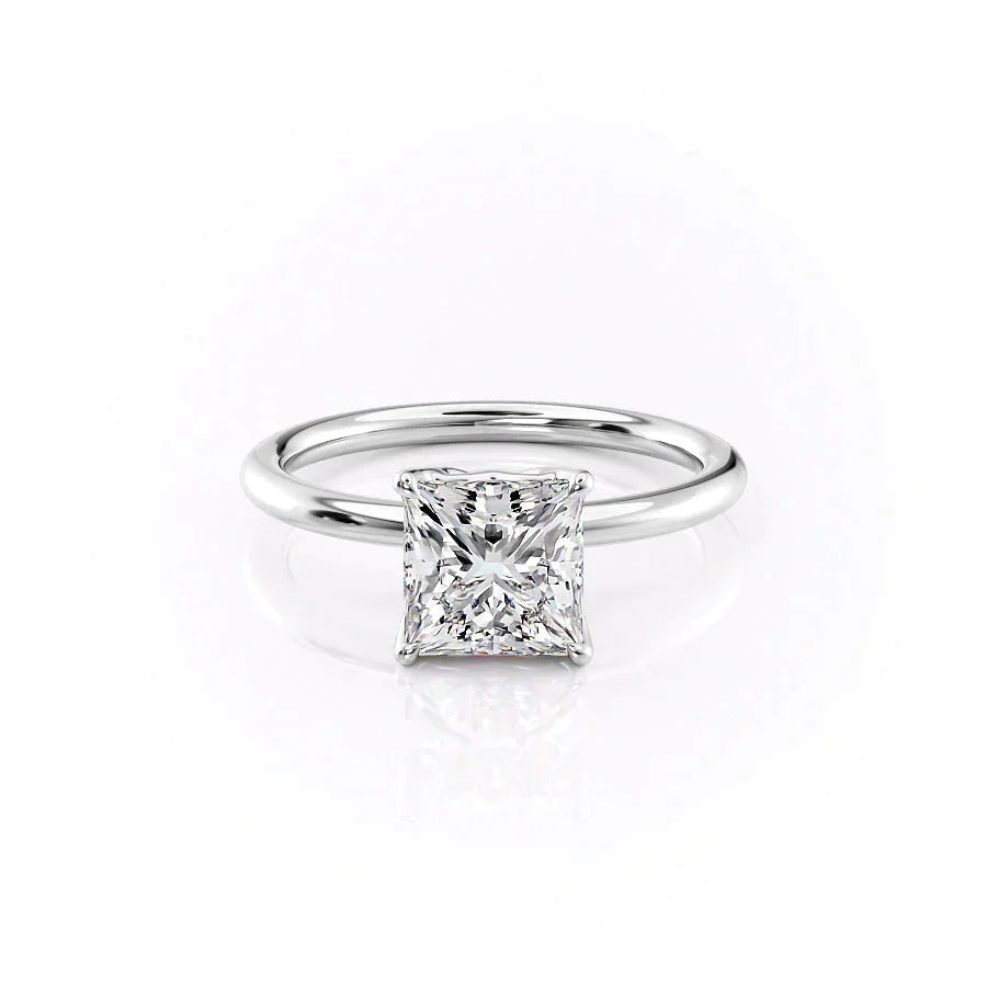 The Pave Alison Set  With A 1.5 Carat Princess 18K White Gold Moissanite