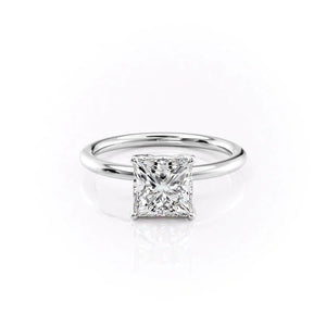 The Pave Alison Set  With A 1.5 Carat Princess 18K White Gold Moissanite