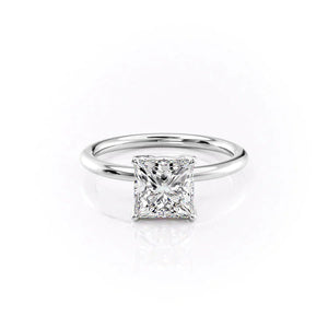 The Pave Alison Set  With A 1 Carat Princess 18K White Gold Moissanite