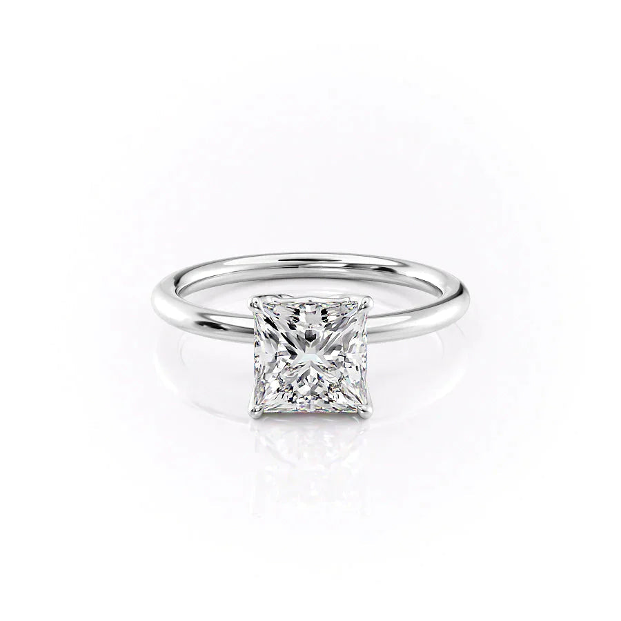 The Pave Alison Set  With A 1 Carat Princess 14K White Gold Moissanite