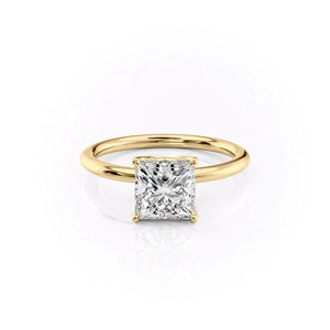 The Pave Alison Set  With A 2.5 Carat Princess 18K Yellow Gold Moissanite