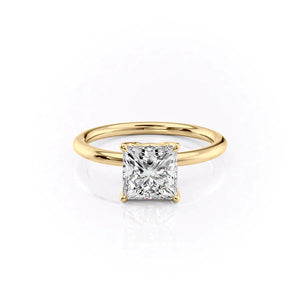 The Pave Alison Set  With A 1 Carat Princess 18K Yellow Gold Moissanite
