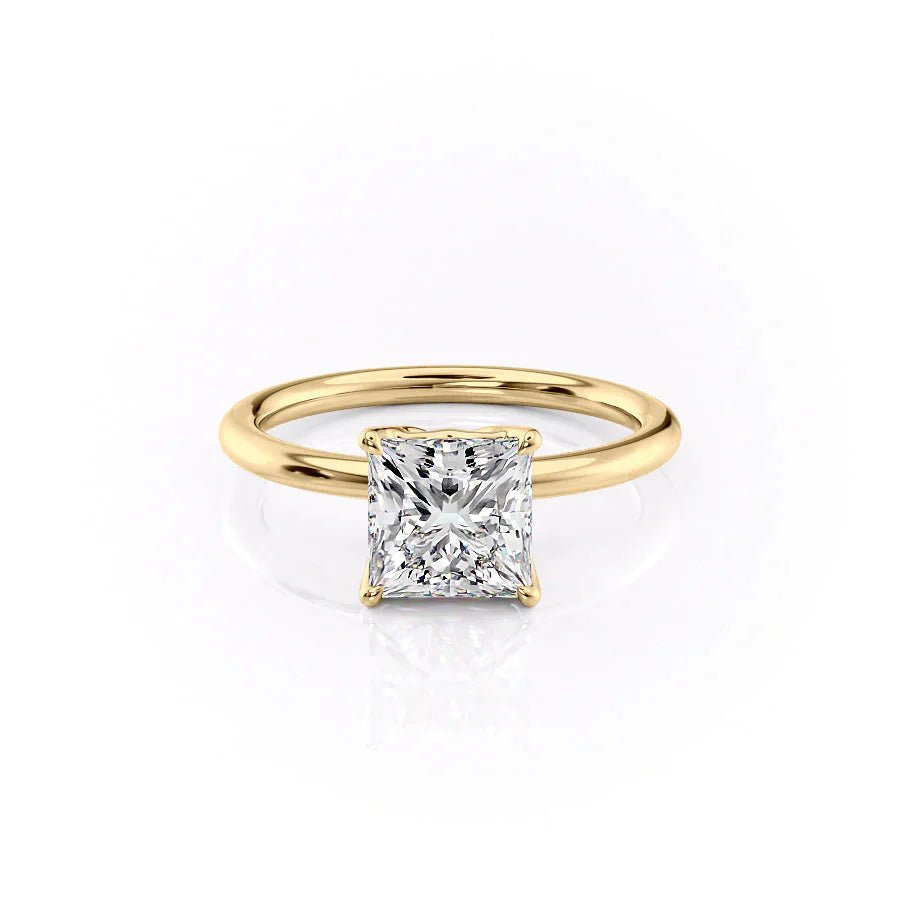 The Pave Alison Set  With A 5 Carat Princess 14K Yellow Gold Moissanite