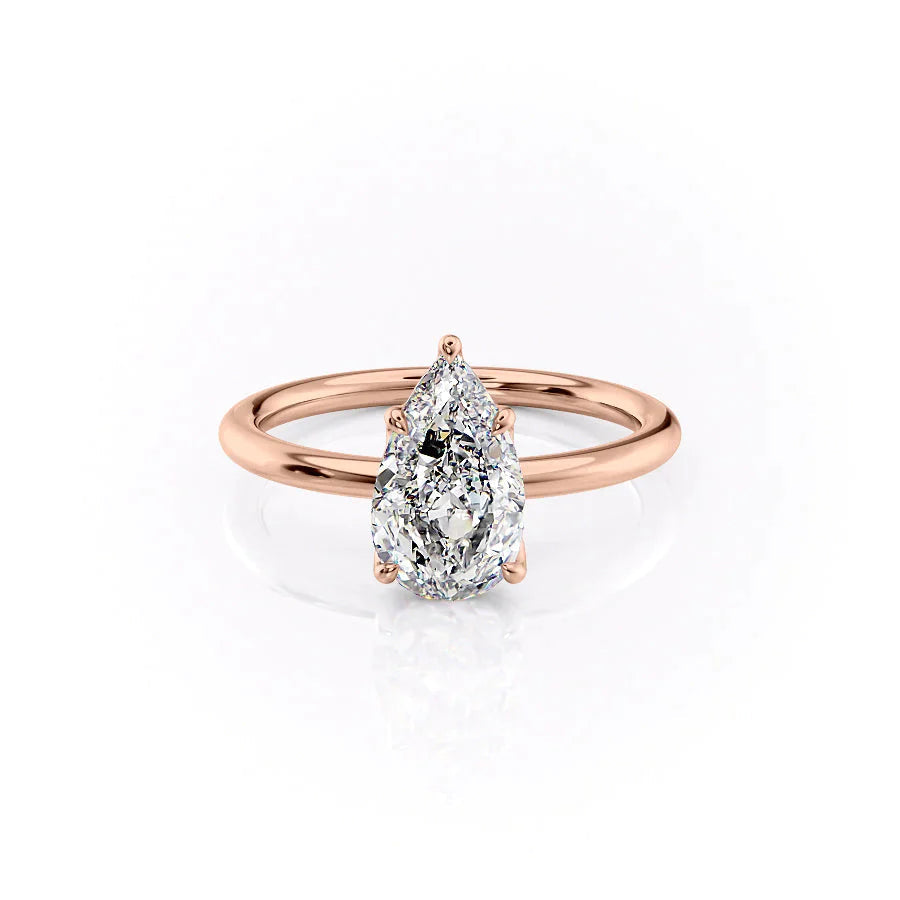 The Pave Alison Set  With A 1 Carat Pear 14K Rose Gold Moissanite