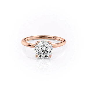 The Pave Alison Set  With A 1 Carat Round 14K Rose Gold Moissanite