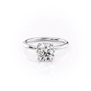 The Pave Alison Set  With A 2 Carat Round 14K White Gold Moissanite