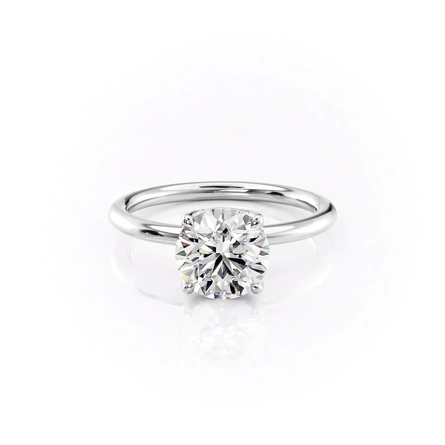 The Pave Alison Set  With A 3 Carat Round 14K White Gold Moissanite