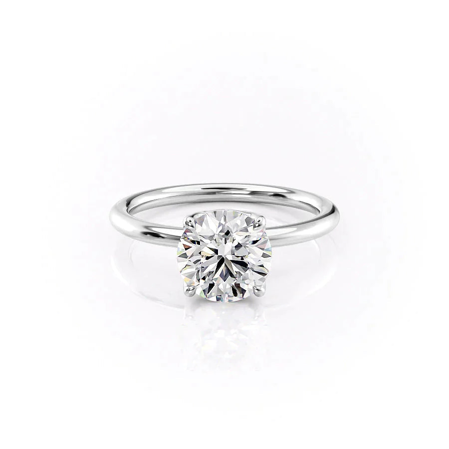 The Pave Alison Set  With A 1 Carat Round 18K White Gold Moissanite