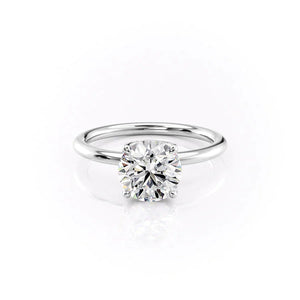 The Pave Alison Set  With A 1 Carat Round 18K White Gold Moissanite