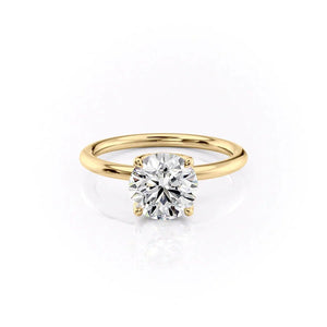 The Pave Alison Set  With A 2.5 Carat Round 14K Yellow Gold Moissanite