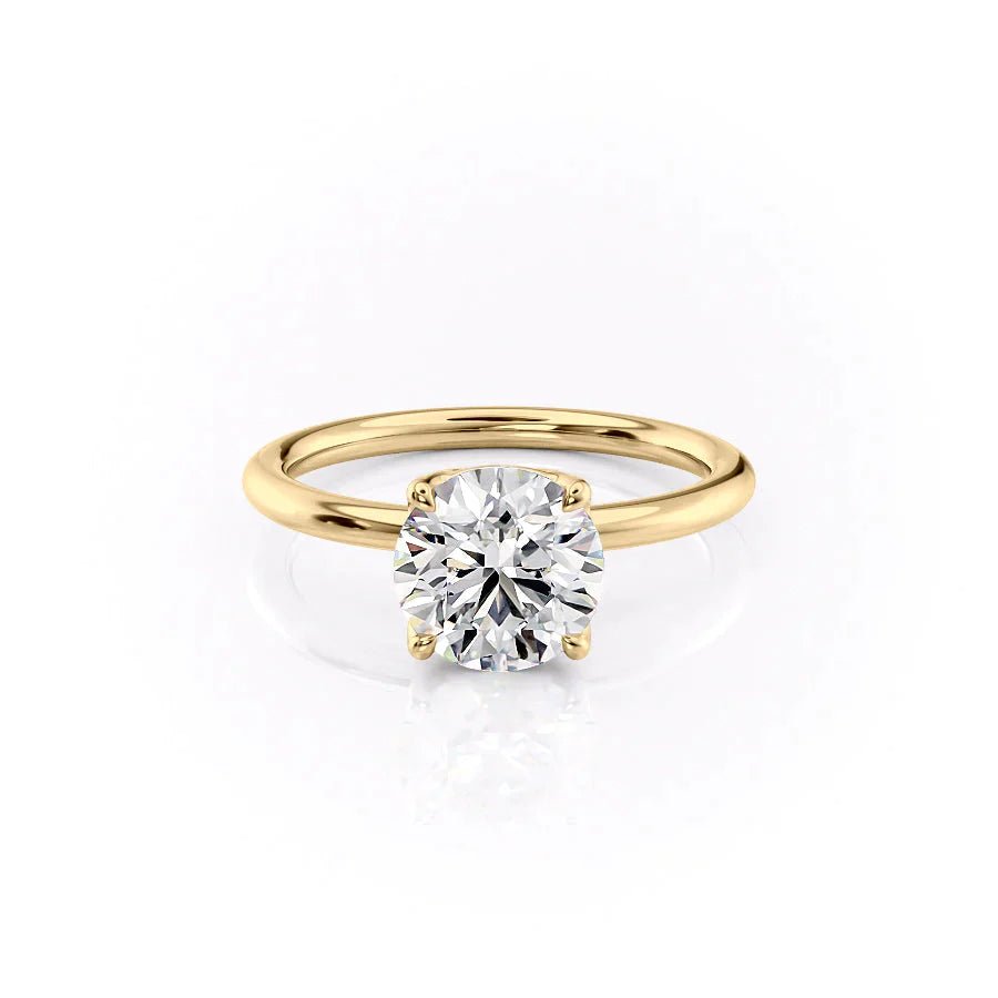 The Pave Alison Set  With A 4.5 Carat Round 18K Yellow Gold Moissanite