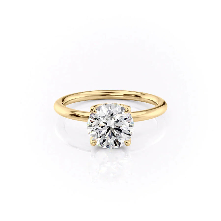 The Pave Alison Set  With A 1 Carat Round 14K Yellow Gold Moissanite