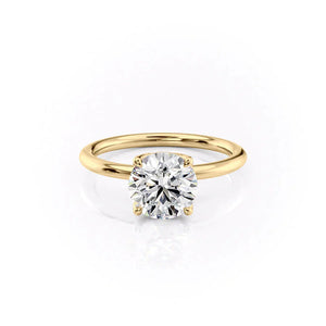 The Pave Alison Set  With A 1 Carat Round 14K Yellow Gold Moissanite
