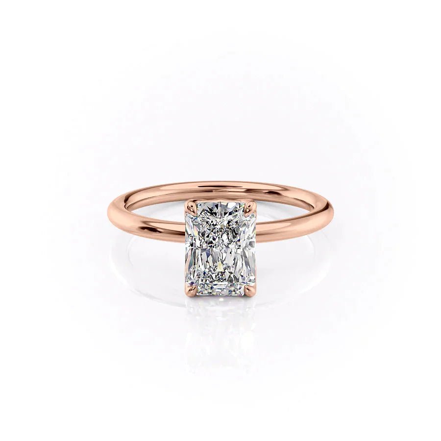 The Pave Alison Set  With A 4 Carat Radiant 14K Rose Gold Moissanite
