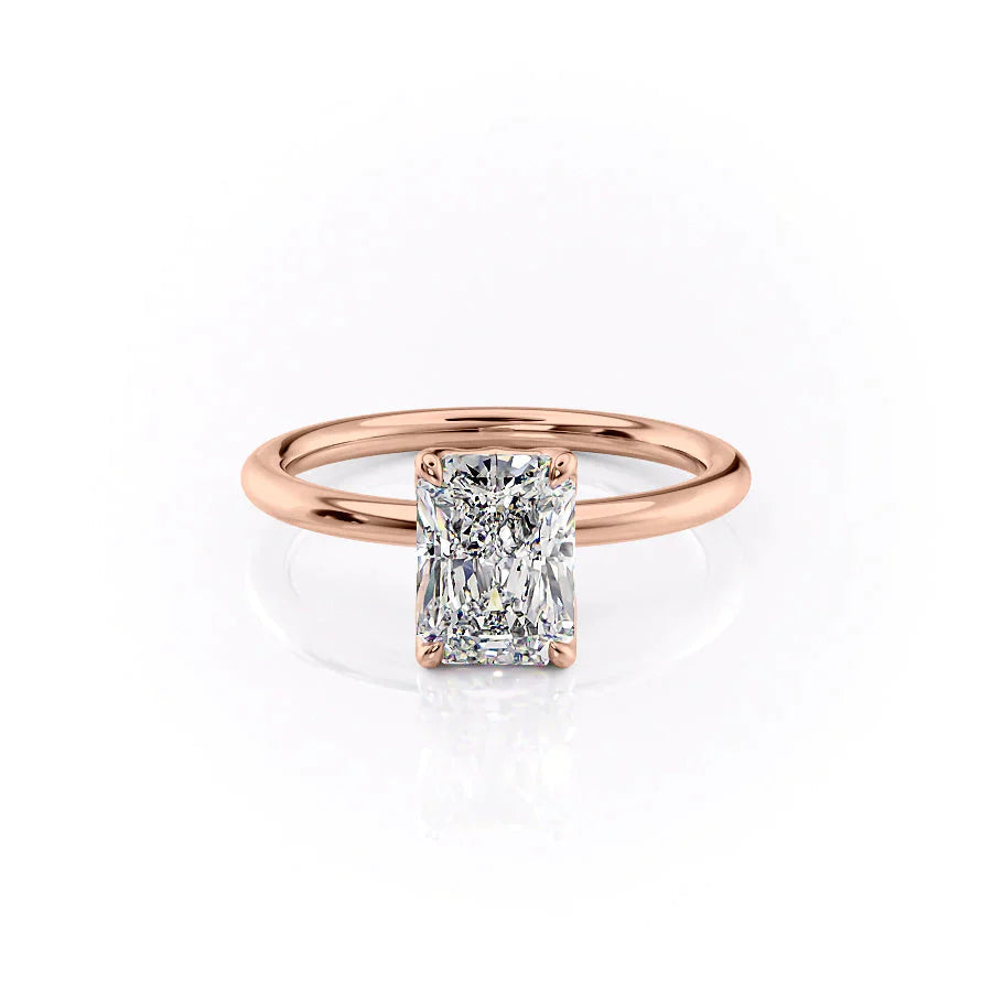 The Pave Alison Set  With A 1 Carat Radiant 14K Rose Gold Moissanite