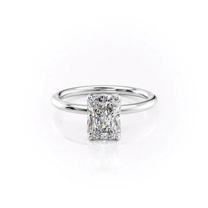 The Pave Alison Set  With A 2.5 Carat Radiant 18K White Gold Moissanite
