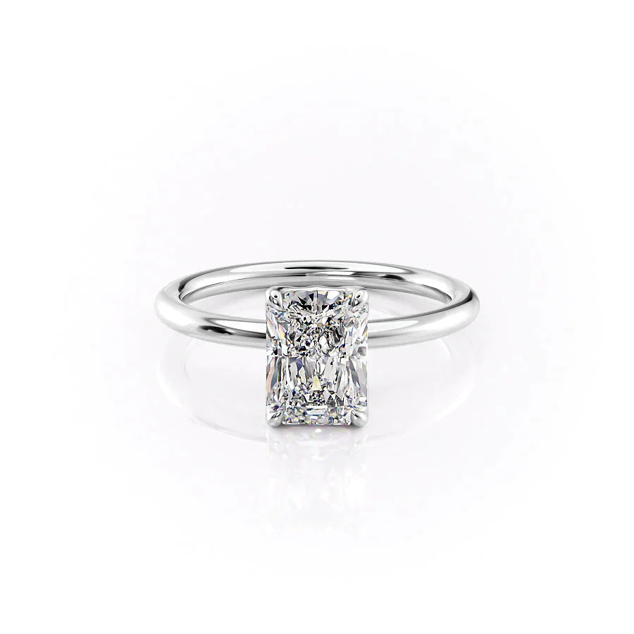 The Pave Alison Set  With A 1 Carat Radiant 18K White Gold Moissanite