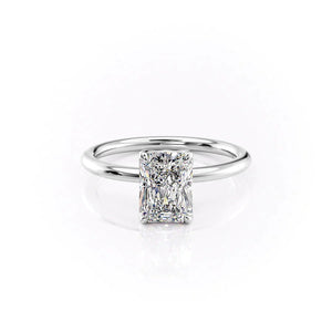 The Pave Alison Set  With A 1 Carat Radiant 14K White Gold Moissanite