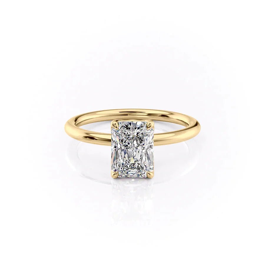 The Pave Alison Set  With A 4.5 Carat Radiant 14K Yellow Gold Moissanite