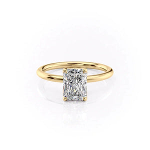 The Pave Alison Set  With A 1.5 Carat Radiant 18K Yellow Gold Moissanite